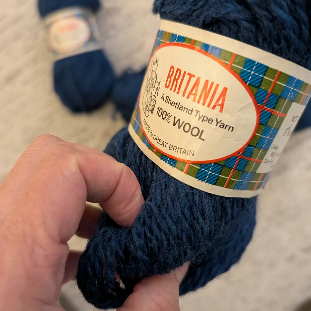 6 VTG Unger BRITANIA 100% Shetland Type WOOL YARN~Blue , 1 6/10 Oz, Kobalt- SALE